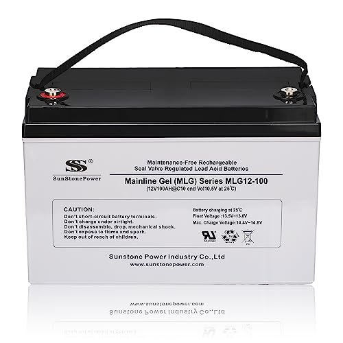 Sunstone wartungsfreier Blei Gel Batterie 12V 100AH (C10), 0% MwSt, zyklenfest Gel Solarspeicher für PV Anlagen USV Notstromversorgung