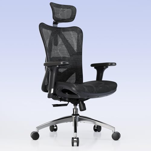 SIHOO M57 Ergonomic Mesh Office Chair High Back Home Desk Chair with 3D Armrests Lumbar Support and Adjustable Headrest Comfortable Computer Chair Big & Tall Office Chair Hold 330 LBS-Ebony