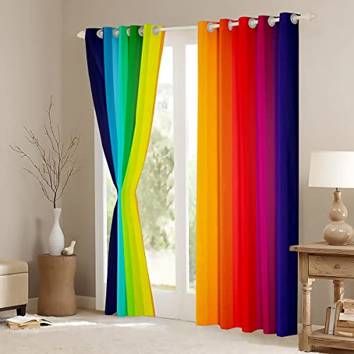 Rideau multicolore à rayures verticales et design abstrait pour ado