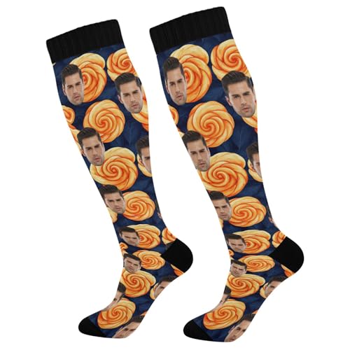 Custom Face Compression Socks Men Support for Nurses,Running,Athletic,Travel Father's Day Gifts Men01 Cinnamon Rolls Pirate Style