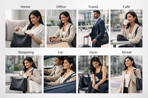 Image of PAVILONN Women Shoulder Purse Office Tote Work Handbag Structured Carry Bag with Large Capacity Travel Satchel Elegant Professional Ladies Fashion Accessory for College Shopping Everyday Use | Premium Leather Bags, Large Capacity Totes, Adjustable Strap Bag, Spacious Office Bags, Lightweight Lady Bag, Elegant Travel Bags