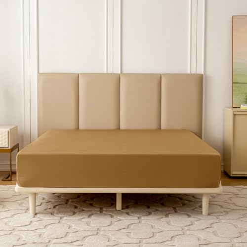 THXSILK Silk Fitted Sheet Queen Size with Deep Pocket, 22 Momme 100% Mulberry Silk Breathable Cooling Comfortable Safe Material Ultra Soft Bedding, 1 Fitted Sheet Only, Metallic Gold
