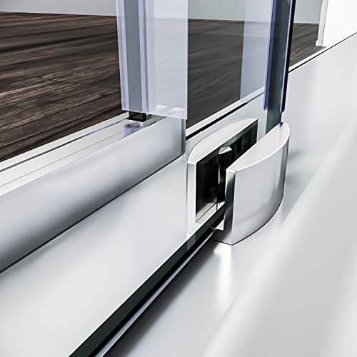Sunny Shower Frameless Tub Shower Door, 58.5-60 In. W X 62 In. H Sliding Shower Glass Door For Bathtub With 3/8 In. Clear Glass, Polished Stainless Steel #TOP6