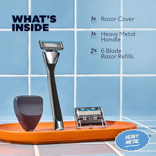 Dollar Shave Club | Heavy Metal Handle Shave Set with Razor Cover | 2 Extra Close Refill Cartridges, 1 Heavy Metal Handle, 1 Razor Cover - Thumbnail 2