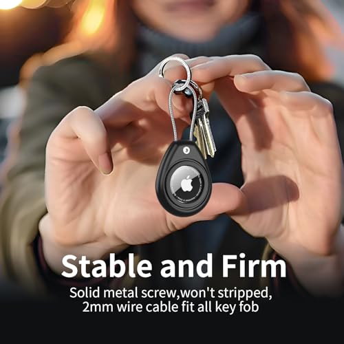 HATALKIN-Compatible-with-Apple-AirTag-Holder-4-Pack-IPX8-Waterproof-AirTag-Secure-Holder-with-Wire-Cable-Air-Tag-Lock-Keychain-Key-Ring-Holder-Case-Luggage-tag-for-Keys-Luggage-Backpack