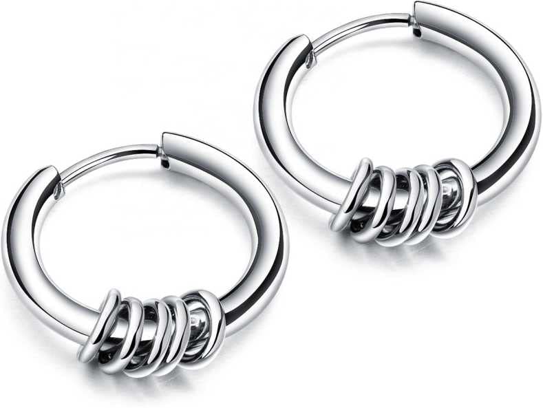 Earrings men boys boyfriend girls women gents unisex Valentine Stainless Steel Piercing Kaju Clip on Screw Bali Stud Pierced Hoop Stud Earring Huggie Plug Cuff Earring Tunnel Magnetic Earring-image-32