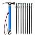 Sahara Sailor Tent Stakes, 8pcs Heavy Duty Iron Tent Stakes(0.35lbs), Super Light Tent Mallet Hammer(0.84lbs), Unbreakable and Inflexible Tent Pegs for Camping, Hiking, Backpacking, Gardening