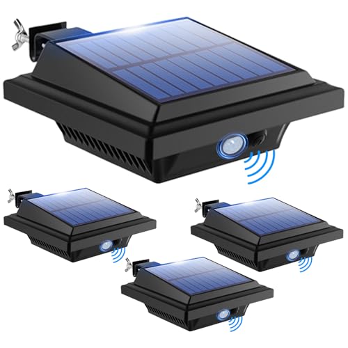 BILLION DUO Dachrinne Solarleuchte mit Bewegungsmelder 40 LEDs Solarlampen für Außen | Schwarz Gartenbeleuchtung Warmweißes Solarlicht 3W PIR Sicherheitswandleuchte Außenlampe für Garage