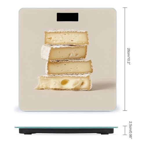 Báscula digital de baño patrón queso blanco con vidrio templado miniatura 2