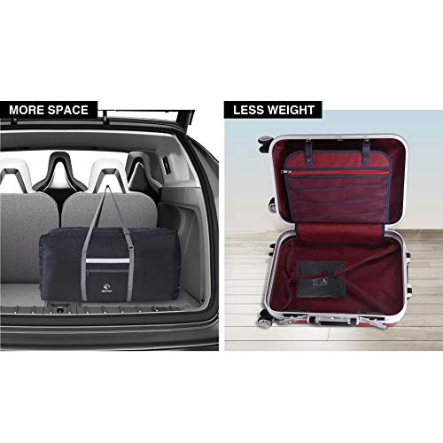 REDCAMP 100L Foldable Extra Large Duffle Bag 31 Inch, Lightweight Travel Duffel Bag with Adjustable Strap for Men Women, Black/Dark Blue/Red (Black 125L)