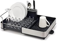Joseph Joseph Extend Steel Expandable Dish Drainer Rack with Removable Cutlery Holder Swivel Draining Spout - Grey/Steel