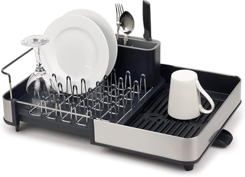 Produktfoto von Joseph Joseph Extendable erweiterbarem Abtropfgestell mit abnehmbarem Besteckhalter, schwenkbarem Abtropfstutzen,…