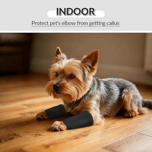 Image of ROZKITCH 4 PCS Dog Arm Sleeves for Licking Scratching Elbow Wound | Soft Knitting, Stretchy Fit Sleeves, Helps Reduce Licking, Dog & Cat Friendly, Easy to Wear, Daily Leg Coverage