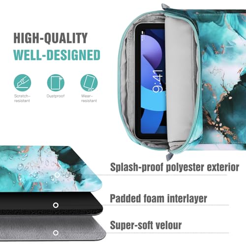 Image of TiMOVO 9-11 inch Tablet Sleeve Bag Carrying Case with Strap, Cloud Peacock Blue