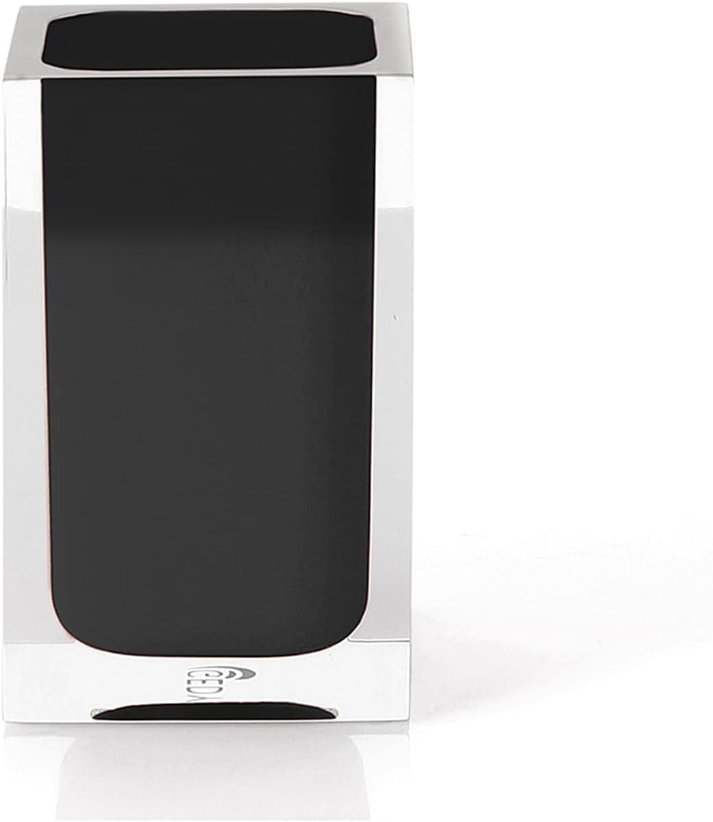Gedy Black, Auckland Bathroom, Dimensions and Weight: 11 x 7.2 x 7.2 cm & 0.25 kg, Transparent Resin Toothbrush Holder, R&D Design, Handmade, 2 Years Warranty, Unique