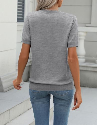 Image of Zeagoo Womens Summer Short Sleeve Tops Crew Neck Lightweight Pullover Sweaters Loose Dressy Casual Blouse Basic Clothes