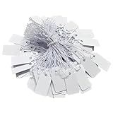 Acoeitl 300 Pcs 1x0.51 Inches White Jewelry Price Tags with Elastic String Attached Retail Paper Gift and Sale Hang Tag Handwritten Price Display Lables for Pricing Clothes Necklace & Merchandise