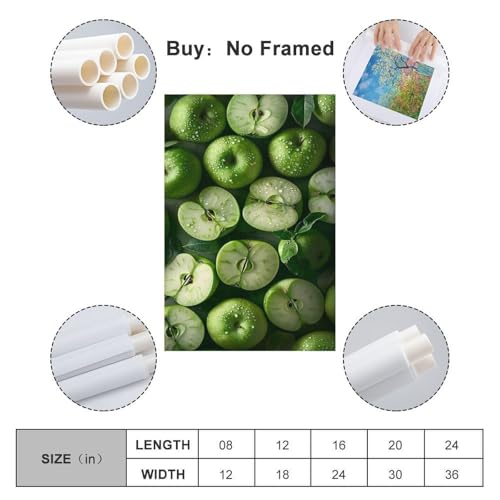 Kakemono pommes vertes ZHOUKEG affiche suspendue moderne fruits 60x90 cm