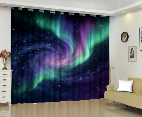 kxry Northern Light Blackout Curtains 3D Aurora Drapes Set 42''W x 84''L