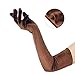 Elerevyo Women's Velvet Elbow Length Full Finger Evening Glove for Elegant Formal One Size Brown