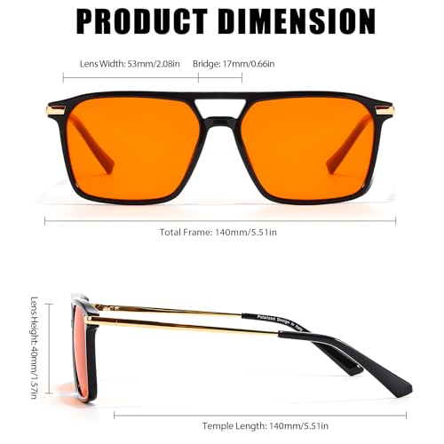 Image of LVIOE 99% Blue Light Glasses Sleep Glasses Orange Tinted Lens for Good Sleep Reduce Eyestrain Aviator Eyeglasses