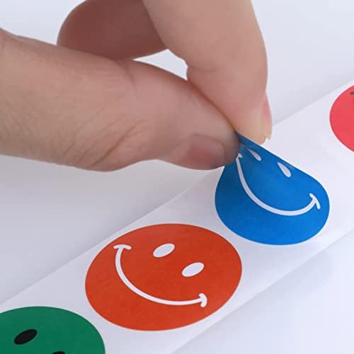 cobee Smile Face Stickers Rolls, 500 Pcs Reward Stickers for Kid, 8 Color Designs Teacher Stickers, Incentive Stickers, Student Incentives Awards, School Stickers for Classroom, 1 Inch (2.5cm)