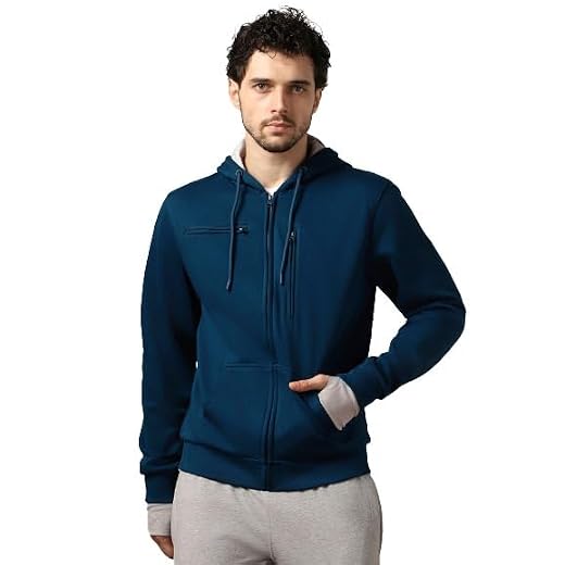 NOBERO Navy Blue Men's Travel Cotton Solid Plain Hoody Sports Winter Gym Workout Running Travel Trekking Hooded Sweatshirts and Hoodies for Men Boys Cotton Winter Casual Wear -XL