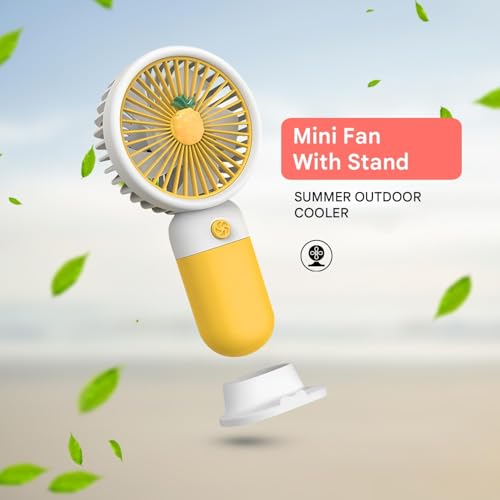 Image of EDNITA Mini Portable Hand Fan USB Type C Rechargeable Single Speed Personal Cooling Fan, Handheld Small Desk Fan with Stand, Battery Operated for Office, Home, Travel & Outdoor Use - Multicolor-2