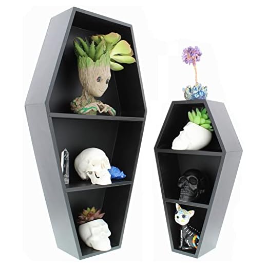 MANNY'S MYSTERIOUS ODDITIES Coffin Bookshelf - Includes Removable Shelves - Small and Large Coffin Shelf 21 Inch and 14 Inch - Gothic Decor for Home