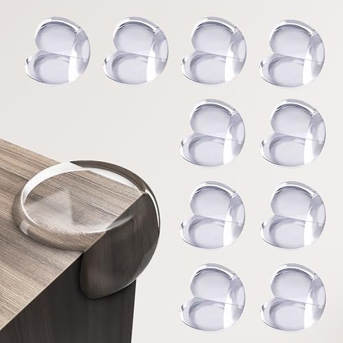 Luvlap Furniture Corner Guard for Baby Safety, 10 Pcs, 3M Adhesive, Baby Silicon Corner Protector, Baby Proofing Edge Guards for Furniture, Non Toxic, BPA Free, Transparent, Round