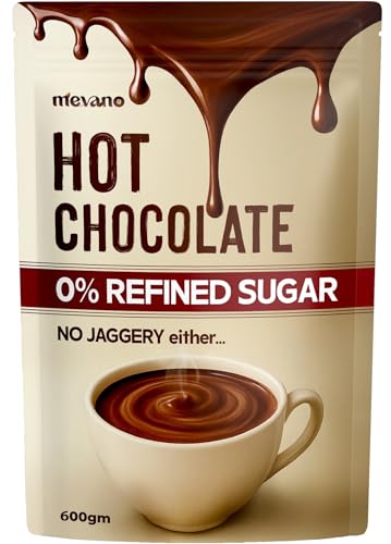 Image of Mevano Hot Chocolate Mix Powder, 600g | Refined SUGAR FREE | All Natural, REAL Cocoa without sugar, sweetened with Coconut Jaggery | Choco powder for Milk, Cold & hot shakes | No Preservatives