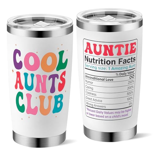 Yuecda Aunt Christmas Gifts - Cool Aunts Club Tumbler 20oz - Birthday Presents for Best Aunt Ever - Auntie Birthday Gifts Travel Mug - Unique Gift for Aunts - in My Auntie Era Coffee Tumbler