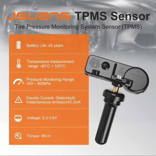 Jsueng Tpms Sensor Compatible With Buick Cadillac Chevy Gmc Pontiac Saturn,4-Pack Tire Pressure Monitoring System Sensor Oe#13586335 13598771 13598772 13581558 #TOP1
