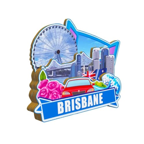 Imán decorativo de madera Brisbane Australia 3D miniatura 2