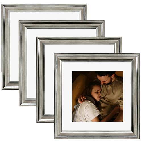 Image of Art Street Picture Frames Set of 4 Wall Mounted Premium 3D Photo Frame Vertical & Horizontal Wall Hanging Individual Collage for Home Decor (Silver, Size 10 x 10 inch)