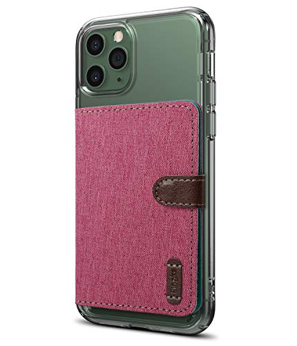 Ringke Flip Card Holder ID Adhesive 3M Premium Stick Fashion Multi-Card Slot Wallet Case Credit Card Cash Pouch Attachment Compatible with Most Smartphones, Android and More - Deep Pink (2-Pack)