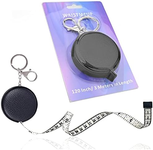 Tape Measure for Body Measuring Tape Double Scale Body Sewing Flexible Ruler for Medical Body Measurement Tailor Craft Ruler, Retractable Key Chain Mini Tape Measure 120 Inches/300cm (Black)