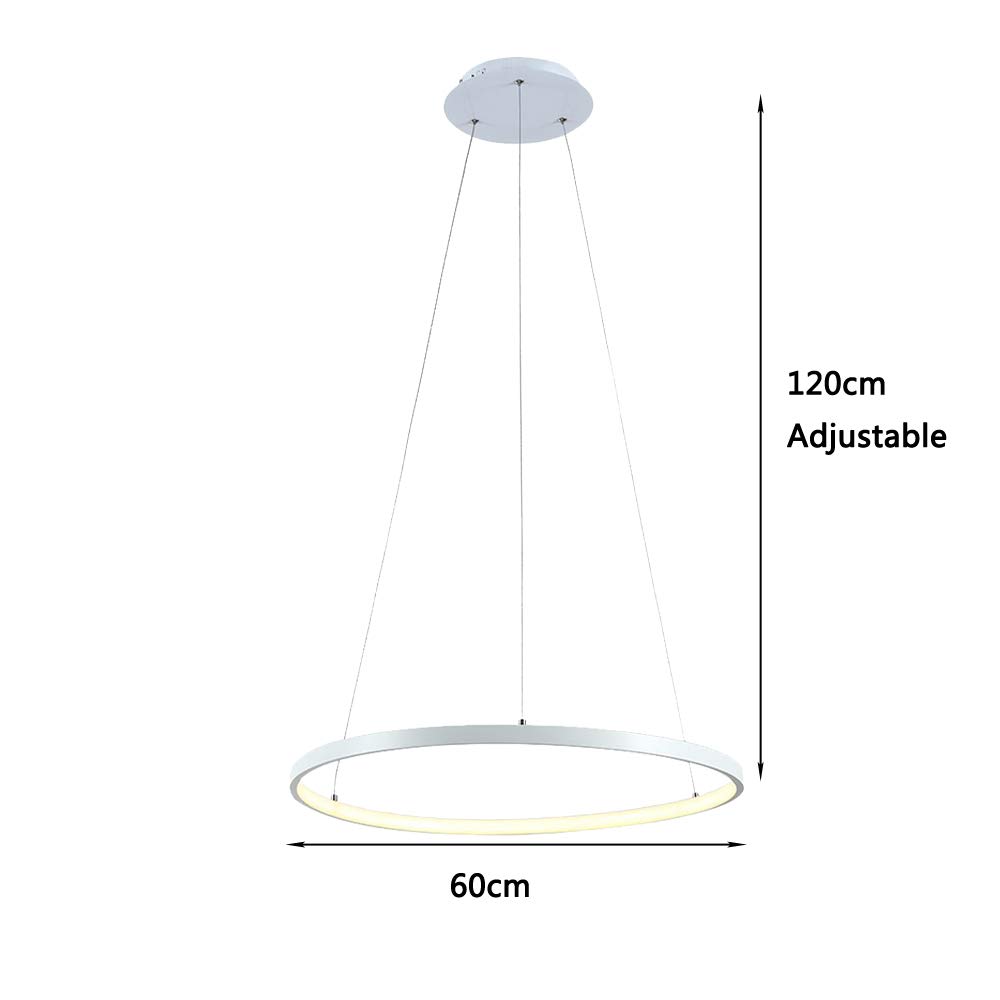 Lámpara colgante LED Moderna, lámpara contemporánea para iluminación Interior, 3 anillos, Blanca, 40 cm, 60 cm, 80 cm, cómoda