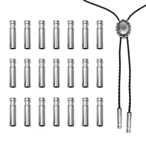 60Pcs Bolo Tie Tips, Bolo Tie Long Cord Ends Accessories, Bolo Cap Buckle Replacement, Bolo Tie Supplies with 3.8mm Inner Diameter for Bolo Tie Making DIY Crafts Clothes Decor