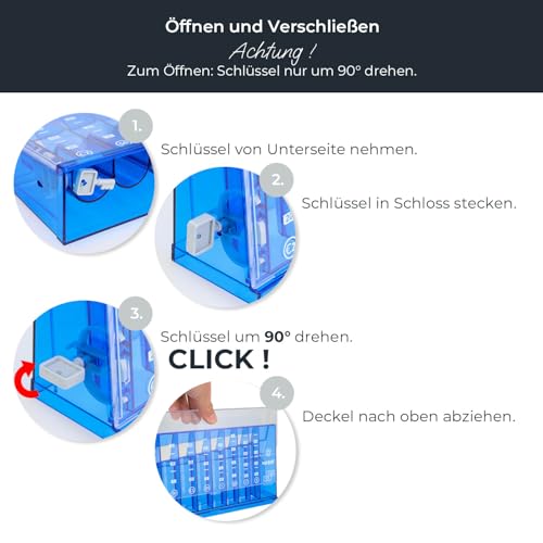 HMF 4710-05 Münzsortierer Euro Spardose 24,0 x 5,0 x 12,0 cm, blau