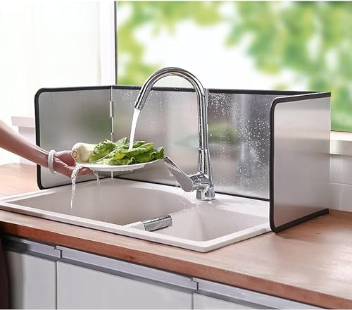 Azonee واقي حماية من تناثر الزيت للبوتاجاز واقي مضاد للرذاذ المحمول قابل للطي واقي جانبي من الزيت والشحوم لحماية الجدران من تناثر الزيت لطبخ المقالي على الموقد والدهون في المطبخ