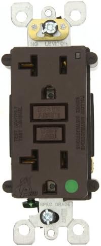 Leviton 20-Amp, 125-Volt, Smartlock Pro Duplex Receptacle, Straight Blade, Hospital Grade, GFCI, 7899-HF, Brown