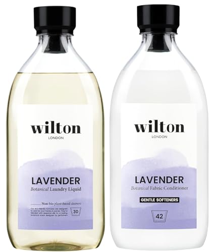 Wilton London Eco Friendly Lavender Laundry Bundle - 1 x 1 Litre Non Bio Laundry Liquid (28 Washes) and 1 x 1 Litre Fabric Conditioner (40 Washes)