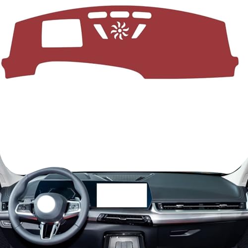 Leather Dash Board Cover mat Compatible with BMW X1/IX1 (HUD) 2023-2024，Anti-Slip,Sun Protection Dashboard Cover-red