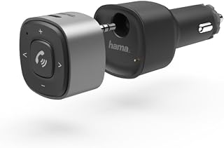 Hama Bluetooth Receiver fürs Autoradio mit Freisprecheinrichtung und Kfz USB Ladegerät 12V (AUX Bluetooth Adapter Audio mit 3,5 mm Klinken-Stecker, bis 7h kabellos Musik abspielen, 5,5h telefonieren)