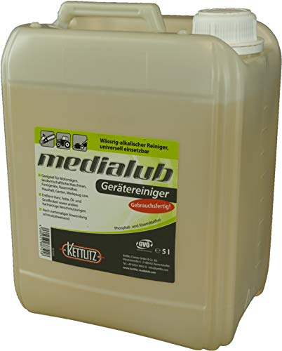 Medialub Gerätereiniger, Agrarreiniger, Sägekettenreiniger, Rasenmäher, Öllöser,Harzlöser, Reiniger Gebrauchsfertig 5 Liter Nachfüllpack