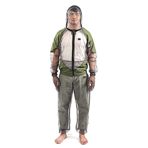 BESPORTBLE,Traje de mosquitos para exteriores, 1 juego de chaqueta de malla transpirable con capucha y pantalones, protección de la ropa contra insectos, moscas, mosquiteros, gris, large Cover