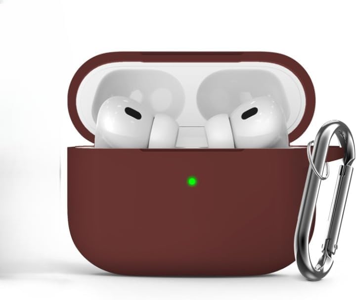 Soft Yumuşak Lansman Esnek Silikon Airpods Pro 3 ile uyumlu İçi Kadife Kulaklık Kılıfı ve Karabina Anahtarlık (Bordo, Airpods Pro 3)