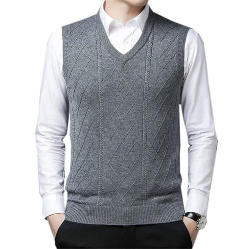 Mens 6.5% Wool Knit Tank Jumpers Pullover Sleeveless Casual For Winter V Neck Sweater2