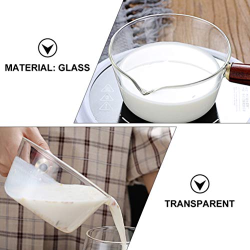 HEMOTON Glass Saucepan Nonstick Sauce Pot with Lid Heat-Resistant Pasta Pot Milk Pan Glass Stovetop Pot Kitchen Cookware for Noodle Soup Milk Baby Food 400ML 5 Gallery Image